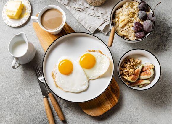 食品俯瞰营养早餐餐组成餐桌食物营养