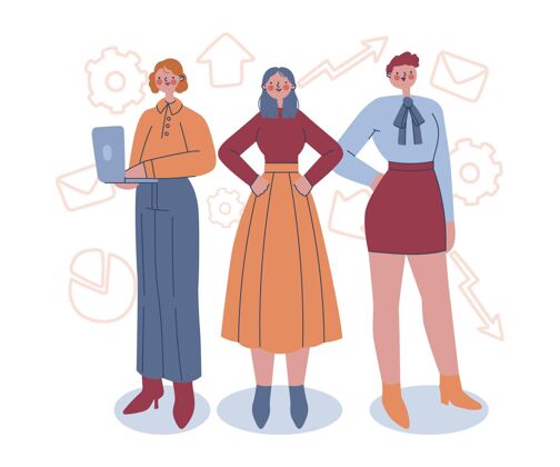 社会画出自信女企业家的插图启发女企业家团体