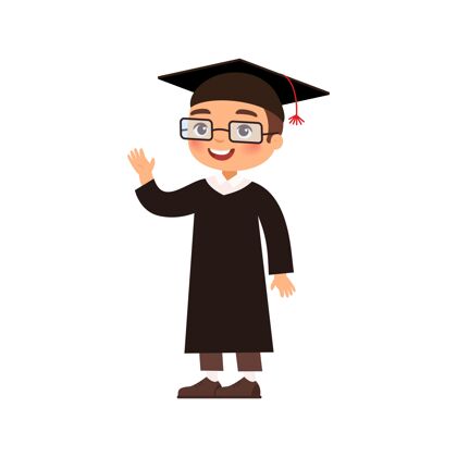 男性快乐的毕业生在毕业服装礼服和帽子插图成就卡通插图