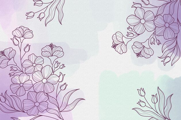 花卉水彩背景与绘画元素手绘主题墙纸