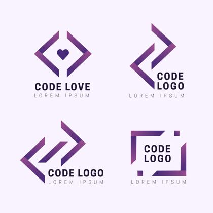 收集平面设计代码徽标集合标语品牌编码
