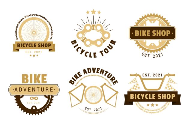 BikeLogo复古自行车标志系列SetPackCollection
