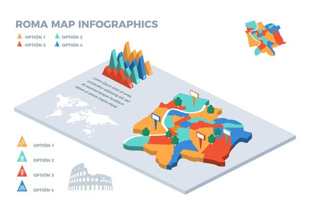 国家等轴测罗马城市地图信息图地图模板信息
