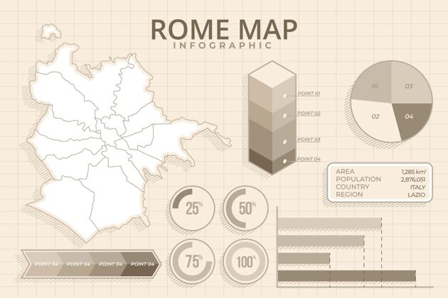 欧洲手绘插图罗马地图信息图模板图形意大利