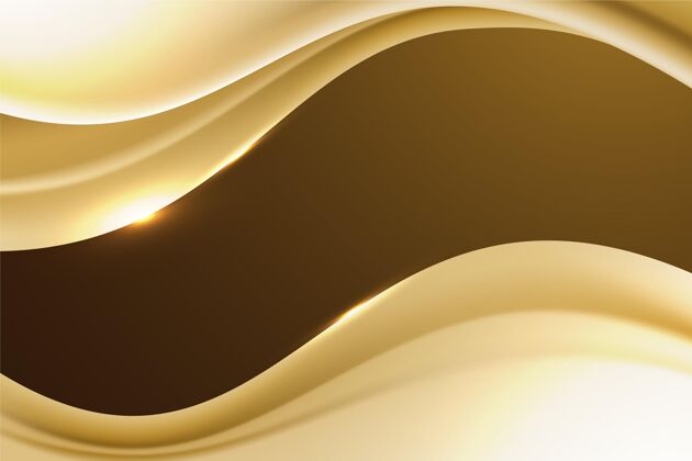 波浪平滑的金色波浪壁纸闪亮背景抽象