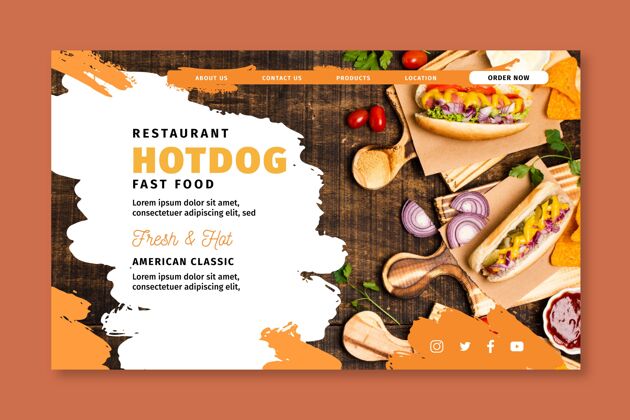 网页模板美国食品登陆页面模板食品烹饪现成的印刷品