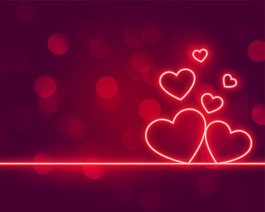 霓虹灯霓虹爱心情人节设计浪漫庆祝抽象