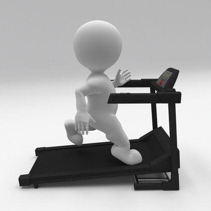 健美3d变形人在跑步机上锻炼锻炼渲染男人