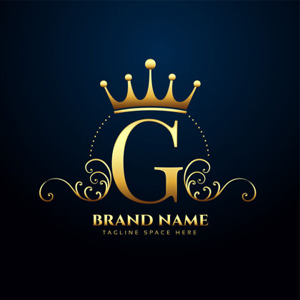 身份字母g高级花卉和皇冠标志设计徽章装饰品公司