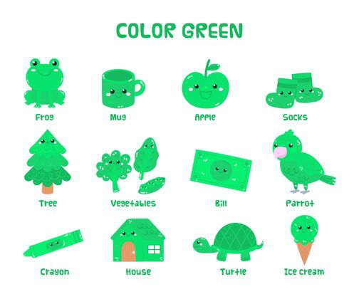 幼儿园绿色词汇集英语幼儿园的孩子集合乐趣发展