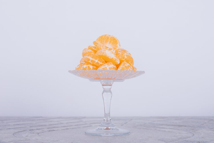 玻璃杯白底橘子玻璃盘水果盘子橘子