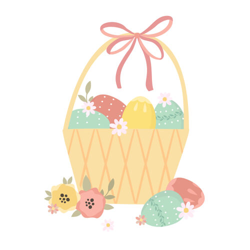 鸡蛋复活节彩蛋篮篮子花春天