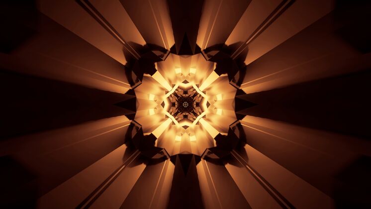 线条抽象发光霓虹灯效果的插图-一个未来的背景伟大迷幻几何效果