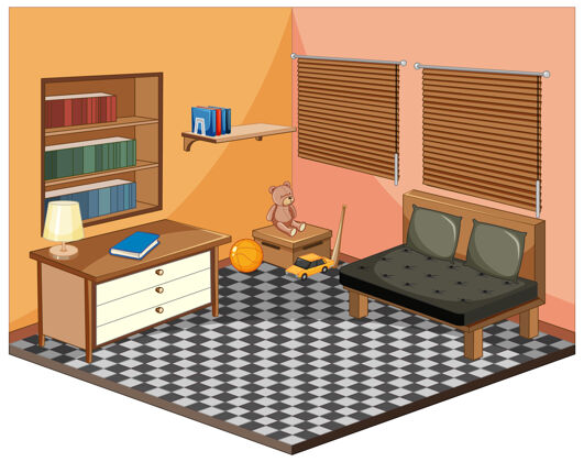 地方客厅与家具等距书桌子插图