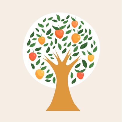营养平面设计芒果树插图吃食物植物
