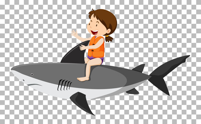 享受骑鲨鱼的女孩被隔离了享受骑马沙滩