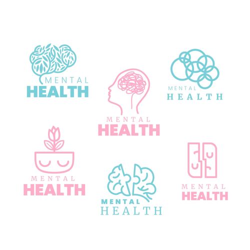 集合平面心理健康标志收集符号Pack心理学