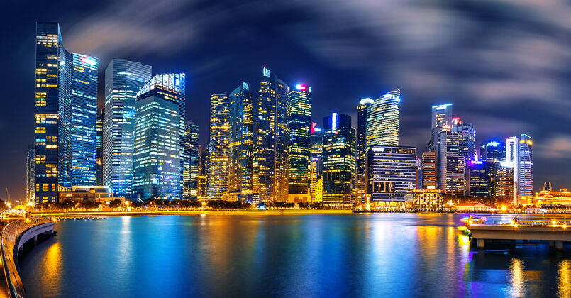 水新加坡夜景港口景观位置