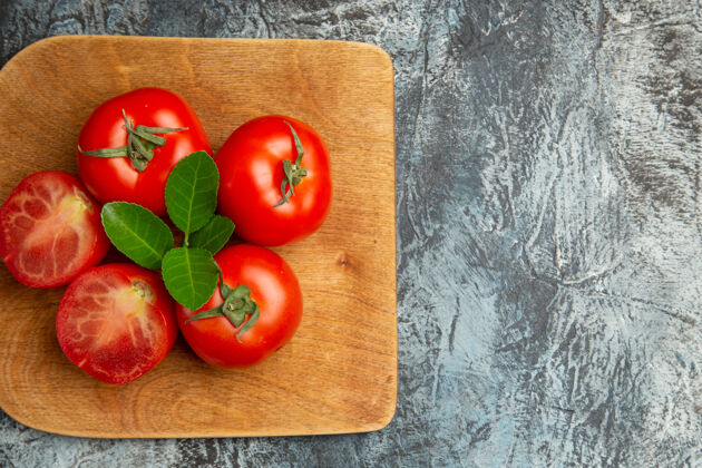 素食顶视图新鲜的红色西红柿蔬菜番茄顶部