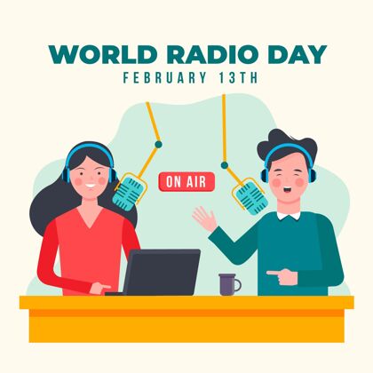 音乐平面设计背景世界广播日与人声音广播平面设计