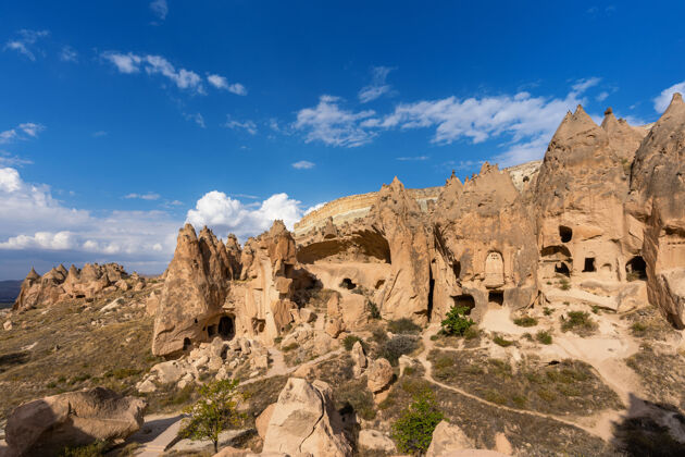 博物馆泽尔夫山谷的洞穴小镇 土耳其的卡帕多西亚岩石地质地质