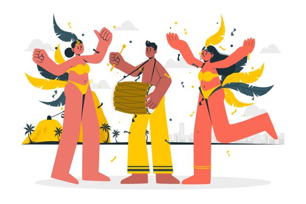 乐趣庆祝巴西嘉年华的人们？概念图乐器节日文化