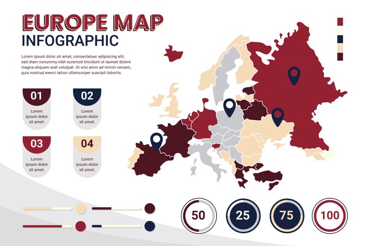 数据平面设计？欧洲地图信息图摘要信息国家