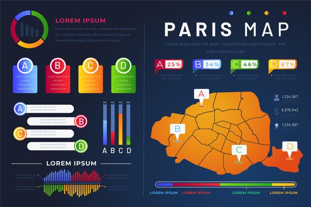 信息渐变巴黎地图信息图梯度国家信息