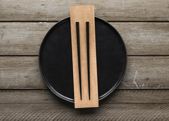 顶视图筷子盘子顶视图陶器顶视图餐具