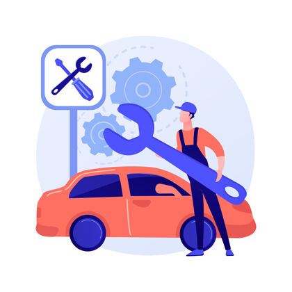 汽车汽车服务抽象概念图汽车蓝色维修