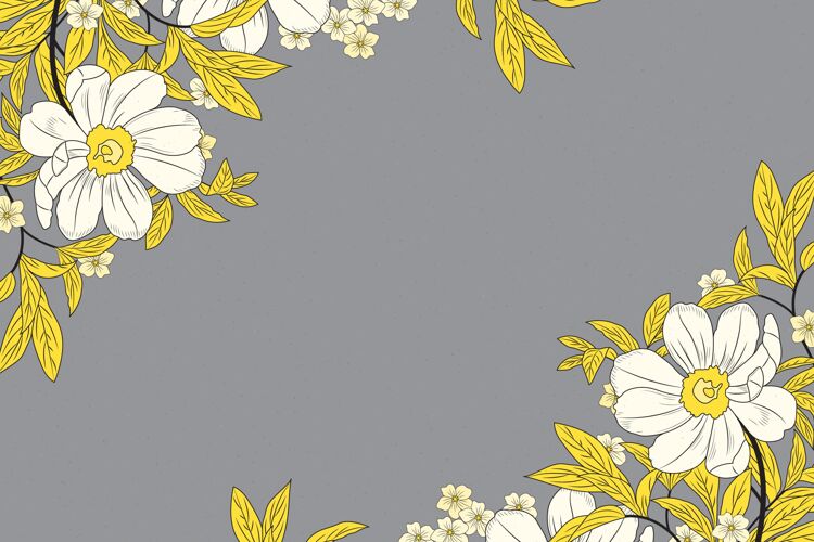 花卉Pantone2021手绘花卉背景颜色灰色背景