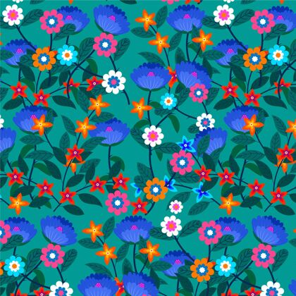 春天绘有异国情调的花卉图案壁纸装饰热带手绘