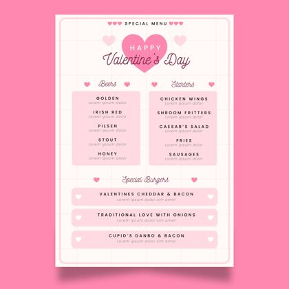 爱平面设计情人节菜单模板庆祝打印平面设计