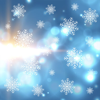 节日美丽的圣诞冬季雪花和背景灯夏娃问候海报