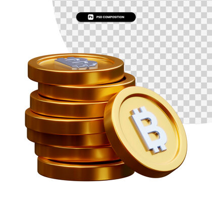 商业一堆金币在3d渲染隔离银行3d货币