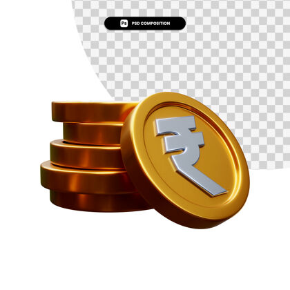 硬币一堆金币在3d渲染隔离渲染金融3d