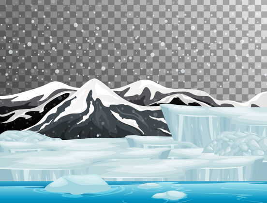 透明冬季自然风光主题透明背景山霜冻冰