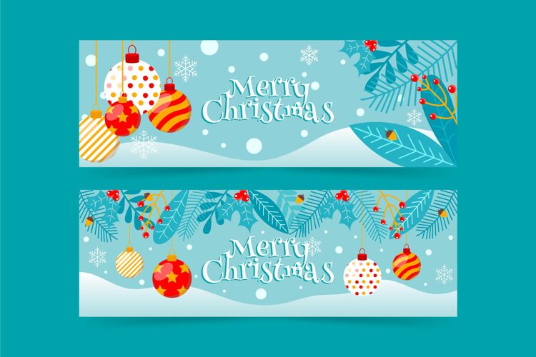 节日平面设计圣诞横幅模板十二月事件横幅