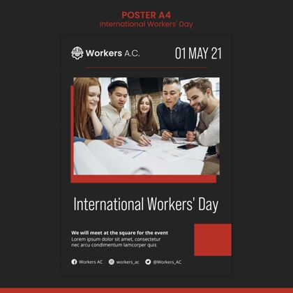 模板国际劳动节庆祝活动垂直海报工作活动全球