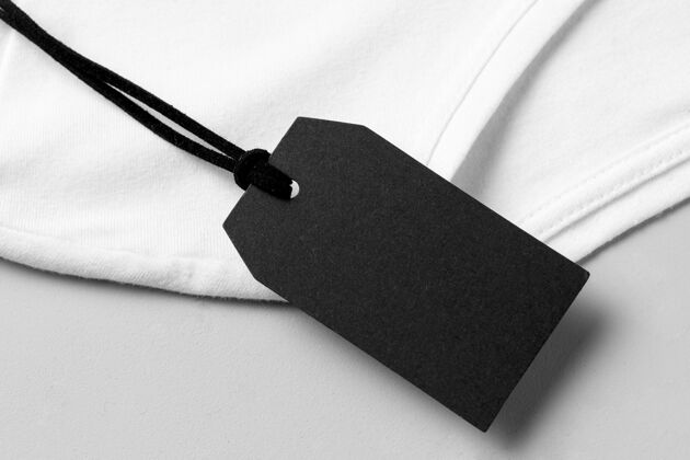 标签衣服大小黑色模拟高视野和白色毛巾标签礼品销售