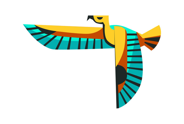 埃及古埃及的神圣动物 飞隼 太阳神拉霍鲁斯的化身 卡通矢量插图插图飞行翅膀