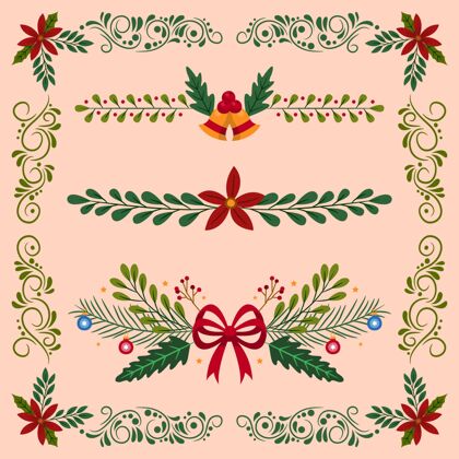 传统手工绘制的圣诞框架和边框框架节日文化