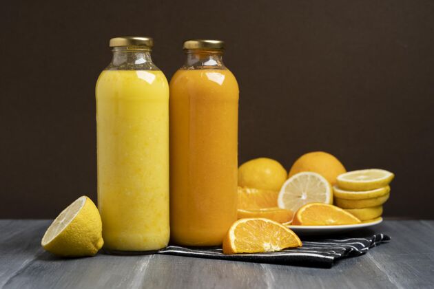 提神美味的柠檬和橙汁饮料液体有机分类