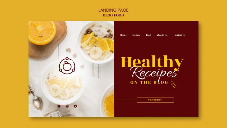 网页健康食品食谱博客登陆页面模板健康美食食物