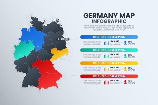 演示梯度德国地图信息图国家信息图模板