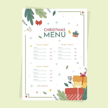 设计平面设计圣诞菜单模板印刷节日快乐
